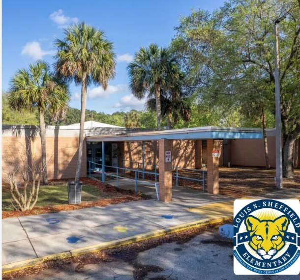 Louis Sheffield Elementary School covered entrance walkway