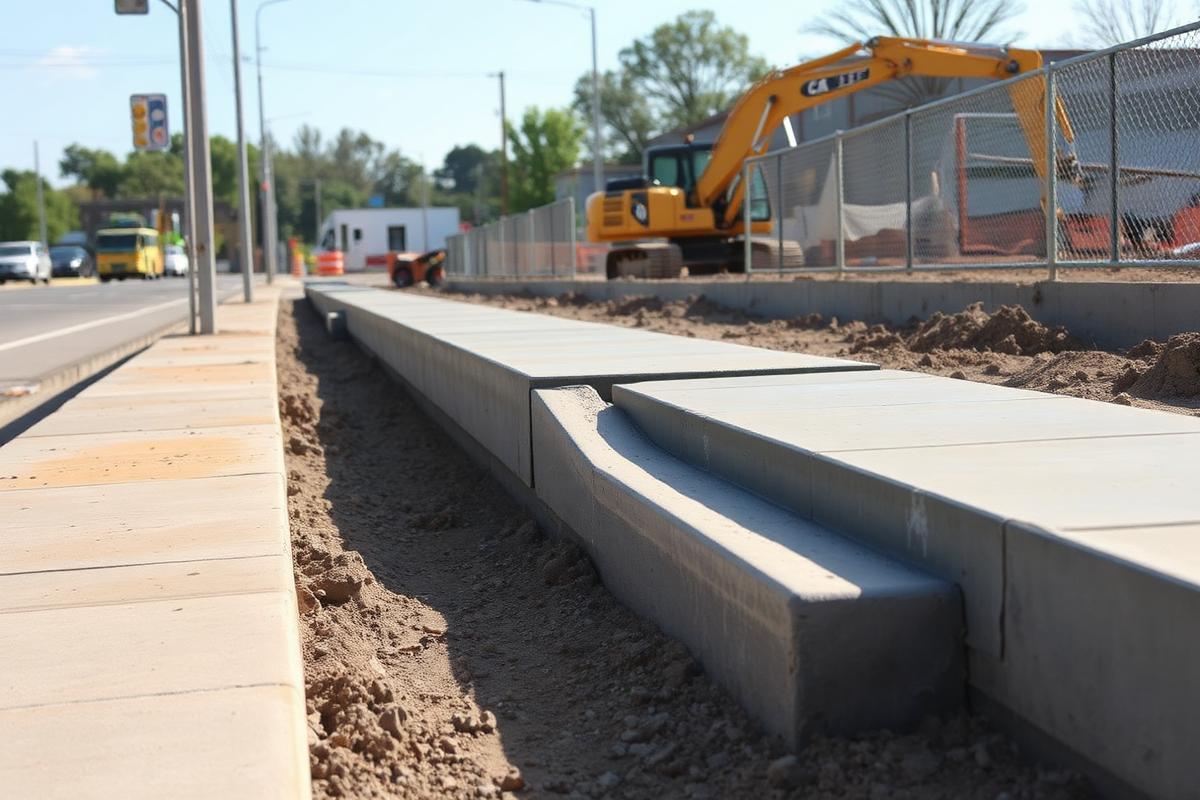 New concrete ADA sidewalk ramps and curb work along a municipal street