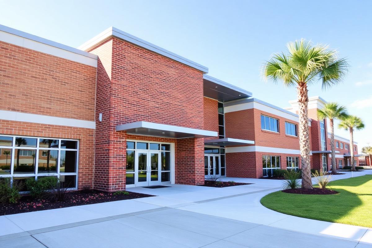 Completed public school campus exterior in Northeast Florida